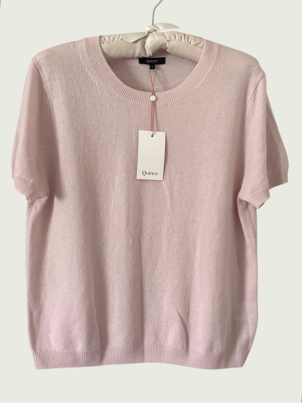 NWT Quince Mongolian Cashmere Sweater Tee Minimal Pink size XL - Picture 2 of 8